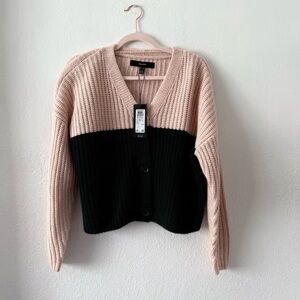 H&M Pink and Black V-Neck Cardigan